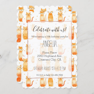 Niedliche Orangenkatzen und -punkte Einladung