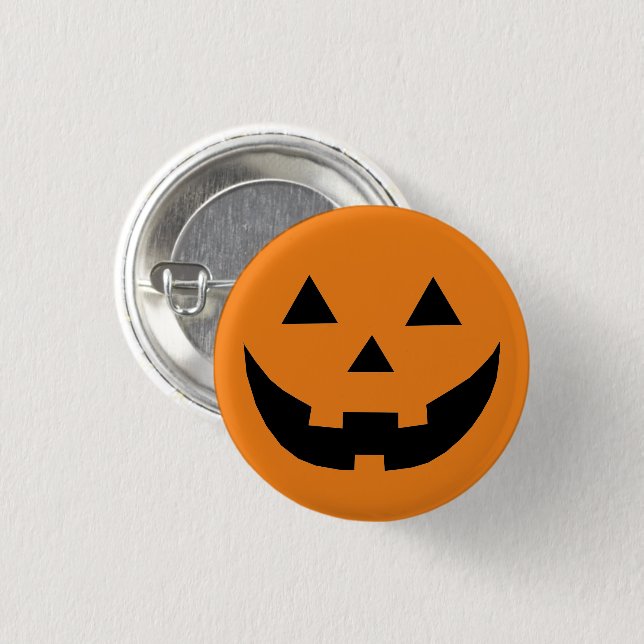 Niedliche Orangenkürbis Kürbislaterne Halloween Button (Vorne & Hinten)