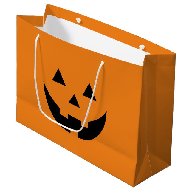Niedliche Orangenkürbis Kürbislaterne Halloween Große Geschenktüte (Vorderseite Schrägansicht)