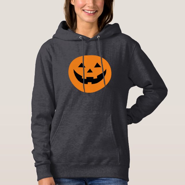 Niedliche Orangenkürbis Kürbislaterne Halloween Hoodie (Vorderseite)