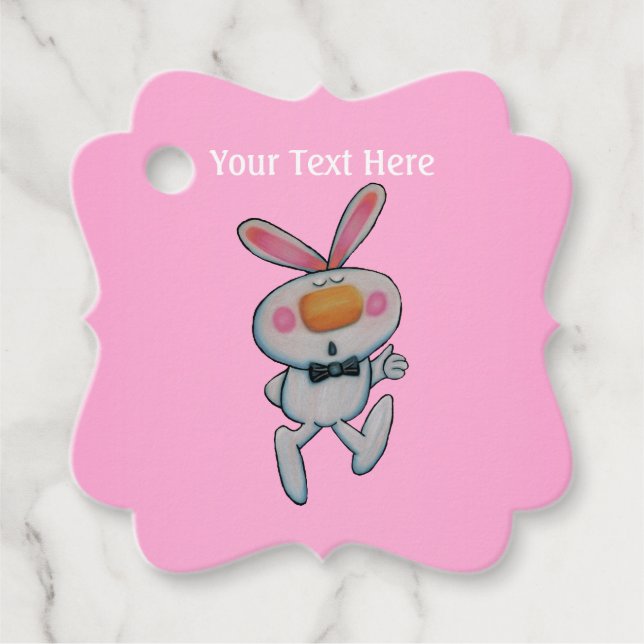 Niedliche Orangennase in Weiß, rosa Geschenkanhänger (Vorderseite)