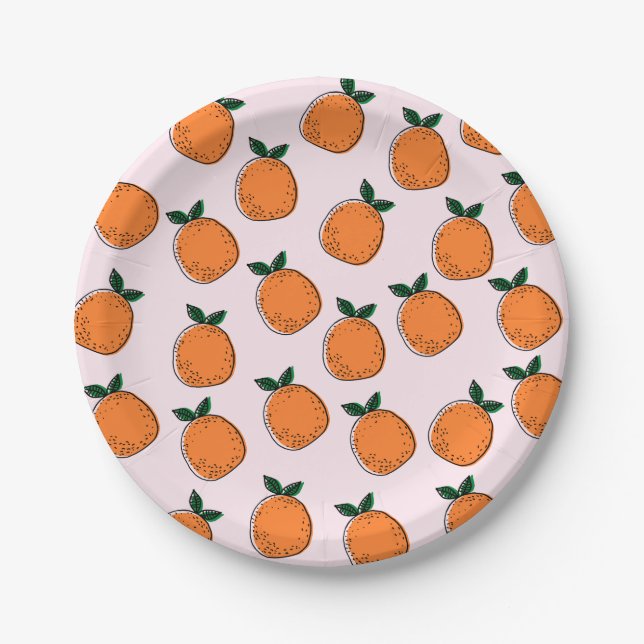 Niedliche Orangenpapierplatte Pappteller (Vorderseite)