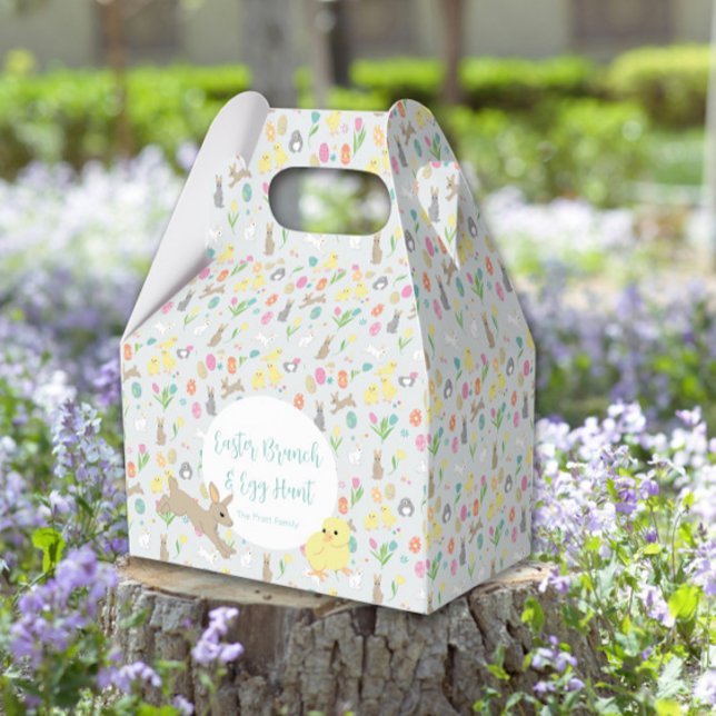 Niedliche Osterbrunnens Frühlingshuppen Blume Geschenkschachtel (Cute Easter Bunnies Spring Tulips Flowers Favor Boxes
)