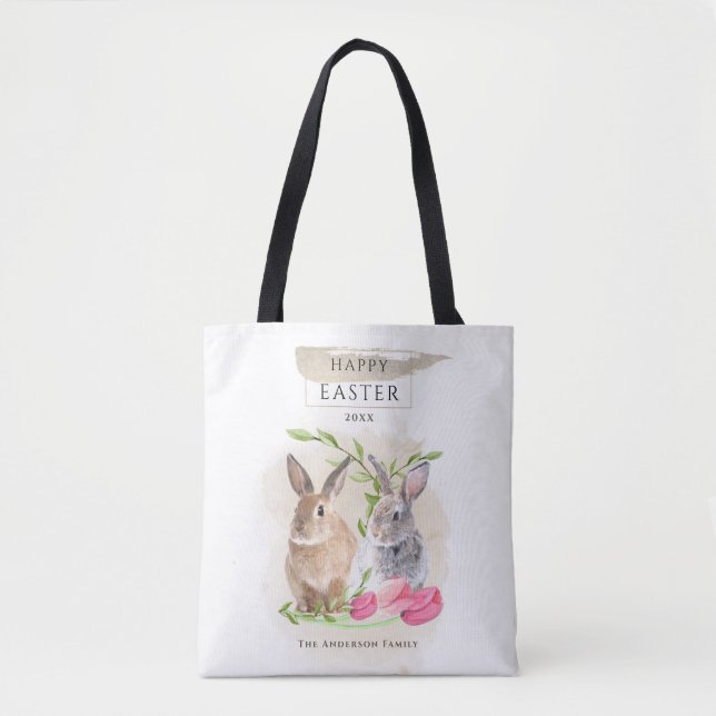 Niedliche OsterBunnies | Happy Oaster Watercolor A (Vorderseite)
