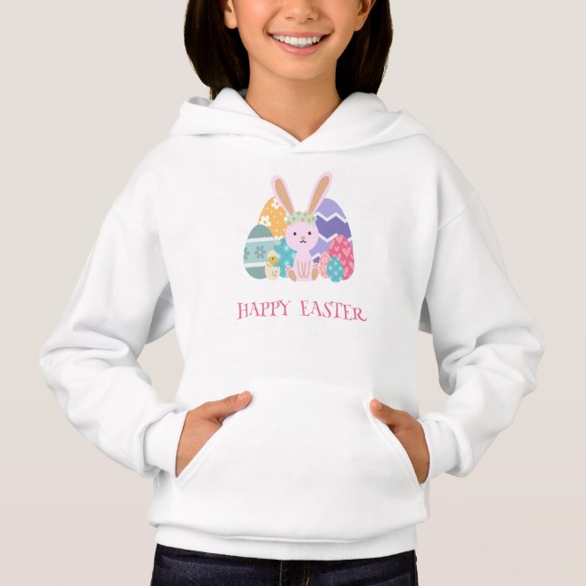 Niedliche Ostereier Happy Hoppy Ostertag Hoodie (Vorderseite)