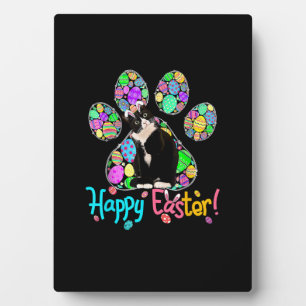 Niedliche Ostereier Paw Tuxedo Cat Happy Eas Fotoplatte