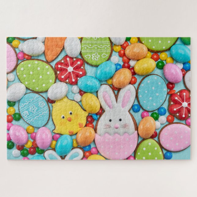 Niedliche Osterferien-Cookies Bunny Chick Puzzle (Horizontal)
