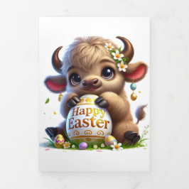 Niedliche Osterkarte mit Buffalo Dreifach Gefaltete Urlaubskarte