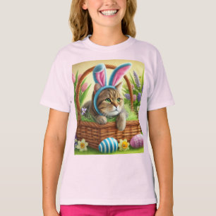 Niedliche Osterkatzen Mädchen Rosa T - Shirt