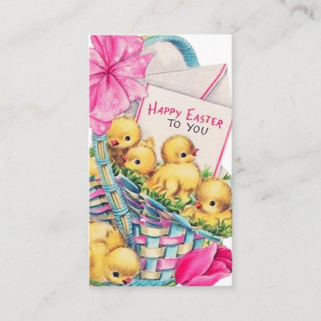 Niedliche Osterkleinküken Vintag Visitenkarte (Vorderseite)