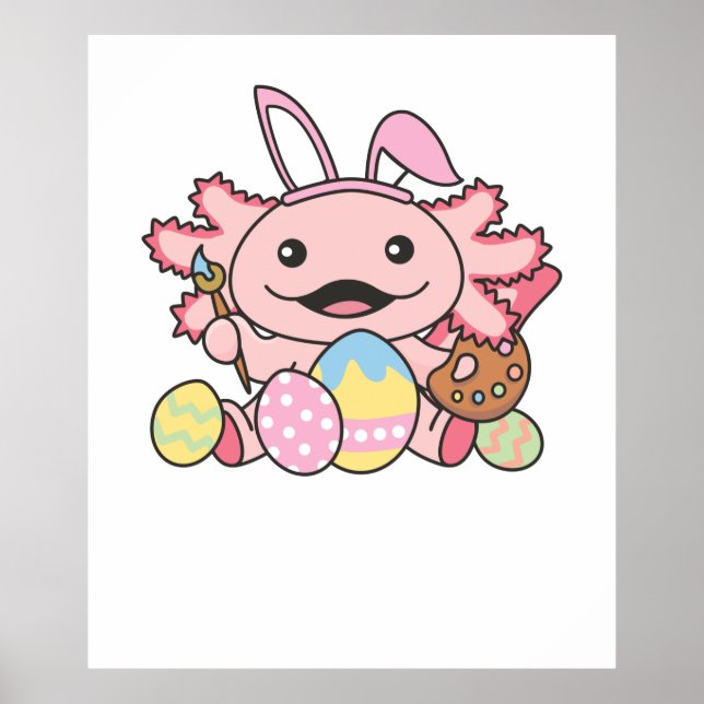 Niedliche Ostern Axolotl mit Ostern-Eiern als Oste Poster (Vorne)
