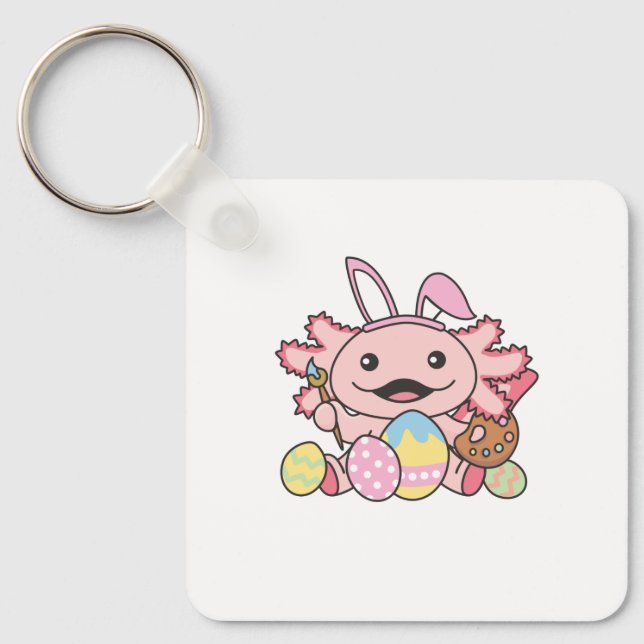 Niedliche Ostern Axolotl mit Ostern-Eiern als Oste Schlüsselanhänger (Vorderseite)