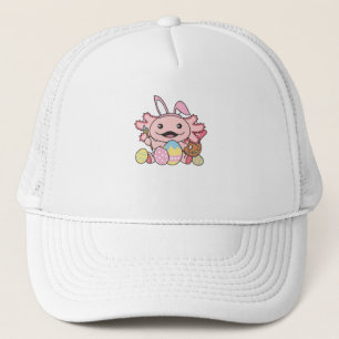 Niedliche Ostern Axolotl mit Ostern-Eiern als Oste Truckerkappe