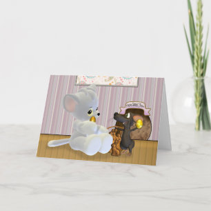 Niedliche Ostern-Karte, mit Katze und Maus Feiertagskarte