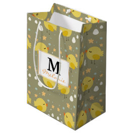 Niedliche Ostern-Küken und kleines Eimuster Mittlere Geschenktüte