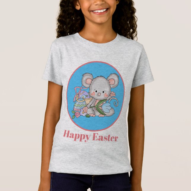 Niedliche Ostern-Maus addieren Mitteilung T-Shirt (Vorderseite)