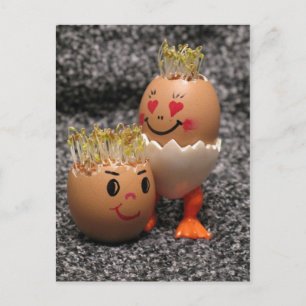 Niedliche Ostern-Paar-Eier mit dem Haar Feiertagspostkarte