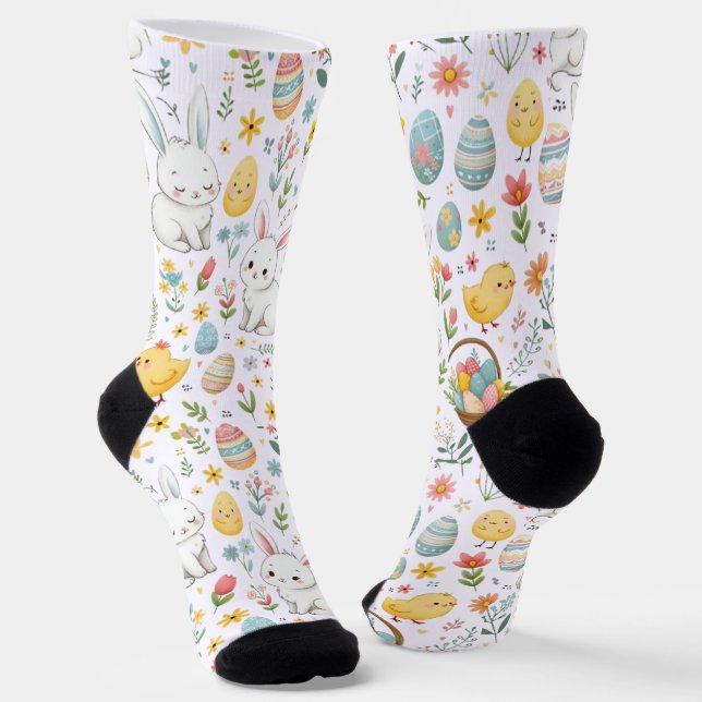 Niedliche Ostersocken mit Bunny und Eggemuster Socken (Gewinkelt)