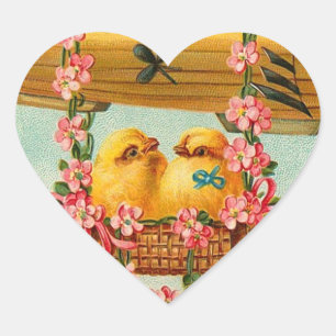 Niedliche Osterstäbchen Herz-Aufkleber