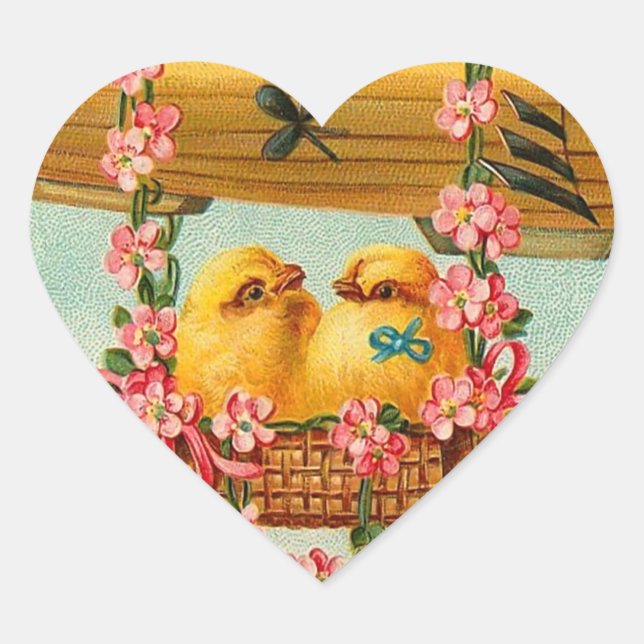 Niedliche Osterstäbchen Herz-Aufkleber (Vorderseite)