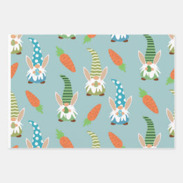 Niedliche Osterzwerge mit sonnigen Ohren und Eiern Geschenkpapier Set