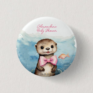 Niedliche Otter Girl Babydusche Button