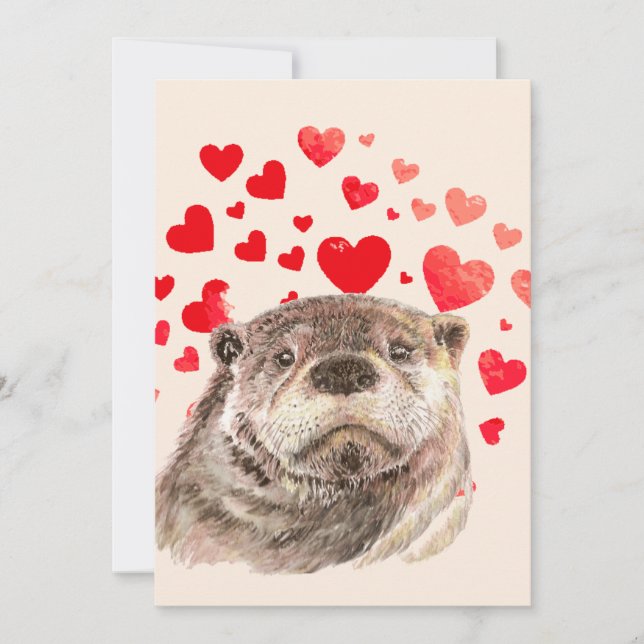 Niedliche Otter Hearts senden Liebe Tier Karte (Vorderseite)