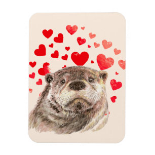 Niedliche Otter Hearts senden Liebe Tier Magnet