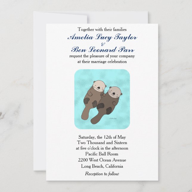 Niedliche Otter Hochzeit Einladung Otter Couple Ho (Vorderseite)