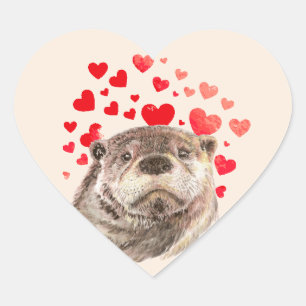 Niedliche Otter Hörer, die meine ganze Liebe send Herz-Aufkleber