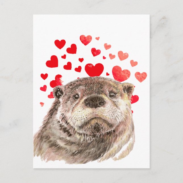 Niedliche Otter Hörer, die meine ganze Liebe sende Postkarte (Vorderseite)