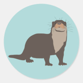 Niedliche Otter-Illustration Runder Aufkleber