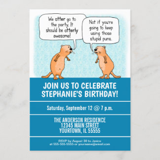 Niedliche Otter Puns Geburtstagsparty Einladung