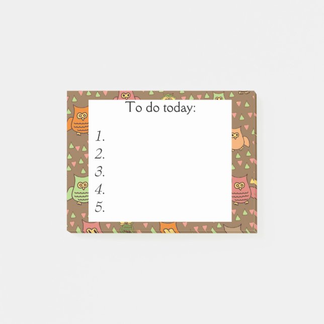 Niedliche Owells auf braunem Post Post-it Klebezettel (Vorderseite)