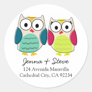 Niedliche Owl Address Labels Runder Aufkleber