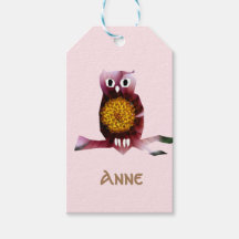 Niedliche Owl-, Bird-, Girl-Party-Geschenkmarken