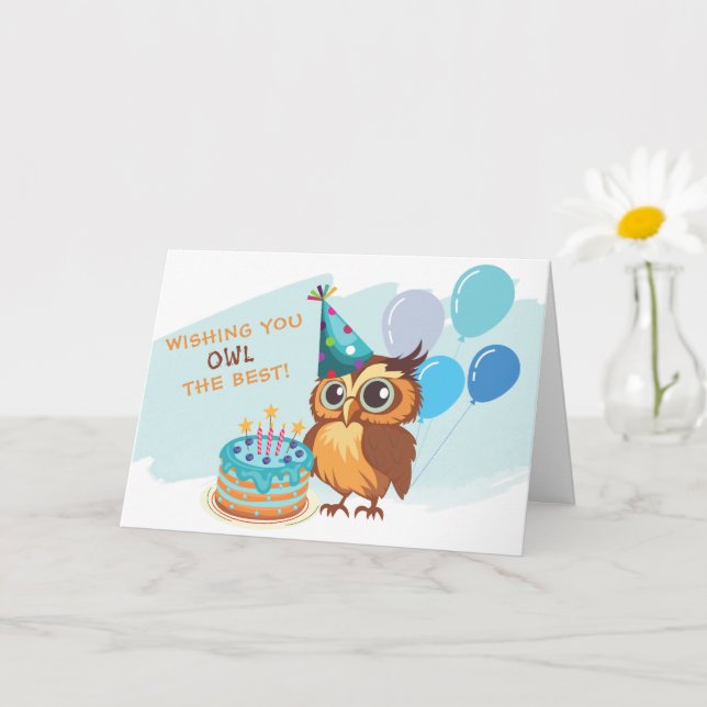 Niedliche Owl Birthday Card Karte (Kleine Pflanze)