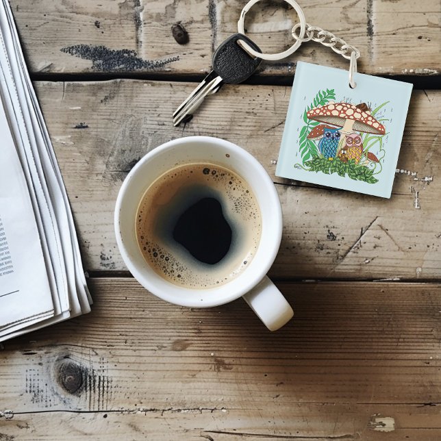 Niedliche Owl Family Pilzregen Schlüsselanhänger (Von Creator hochgeladen)