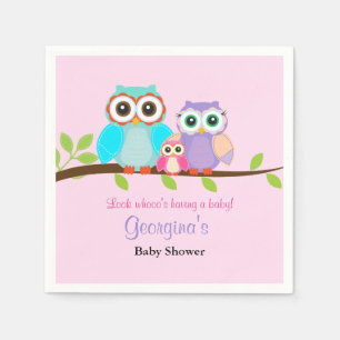 Niedliche Owl Girl Babydusche Napkins Serviette