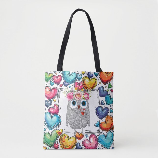Niedliche Owl Hefttote Tasche (Vorderseite)