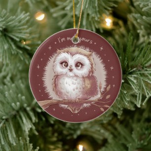 Niedliche Owl Illustration Whimsical Cotattecore A Keramik Ornament