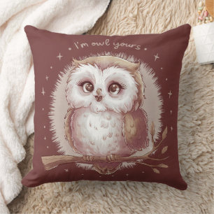 Niedliche Owl Illustration Whimsical Cotattecore A Kissen