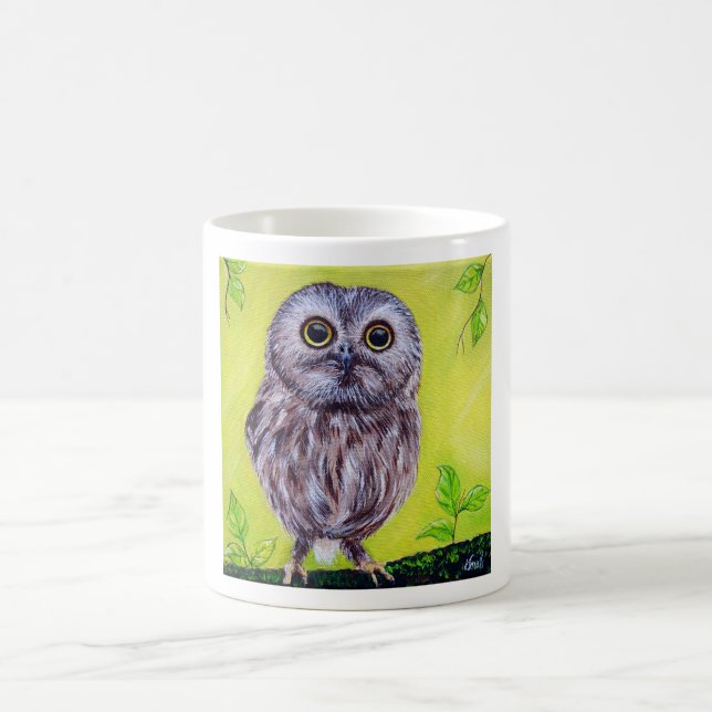 Niedliche Owl-Malerei Kaffeetasse (Mittel)
