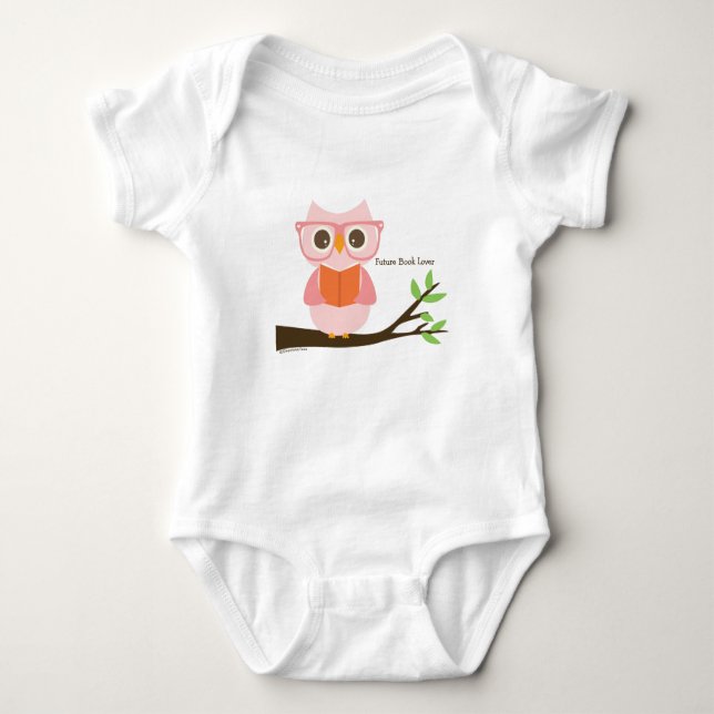 Niedliche Owl Reading Baby Strampler (Vorderseite)