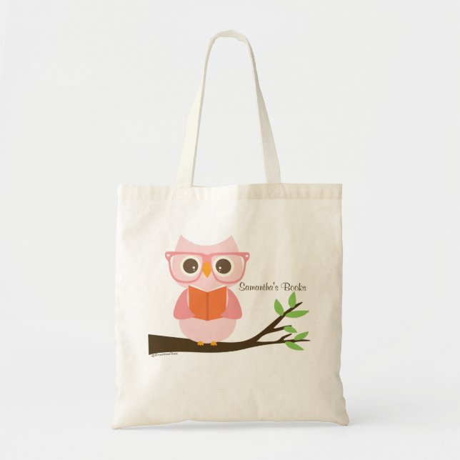 Niedliche Owl Reading Tragetasche (Vorne)