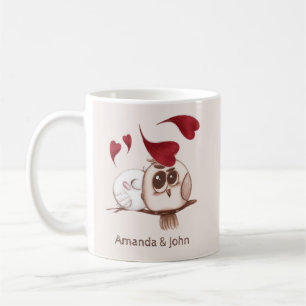 Niedliche Owls Couple Namen Personalisiert Kaffee  Kaffeetasse