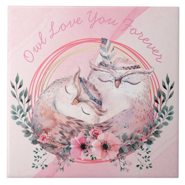 Niedliche Owls Fliese (Vorderseite)