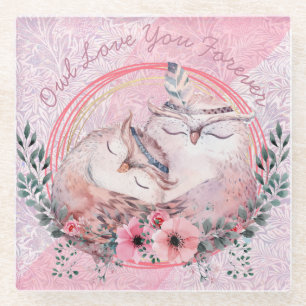 Niedliche Owls Glass Untersetzer