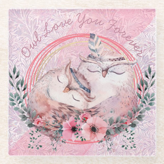 Niedliche Owls Glasuntersetzer (Vorderseite)