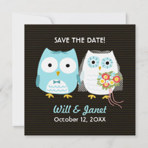 Niedliche Owls Hochzeit Braut und Bräutigam Save t The Date